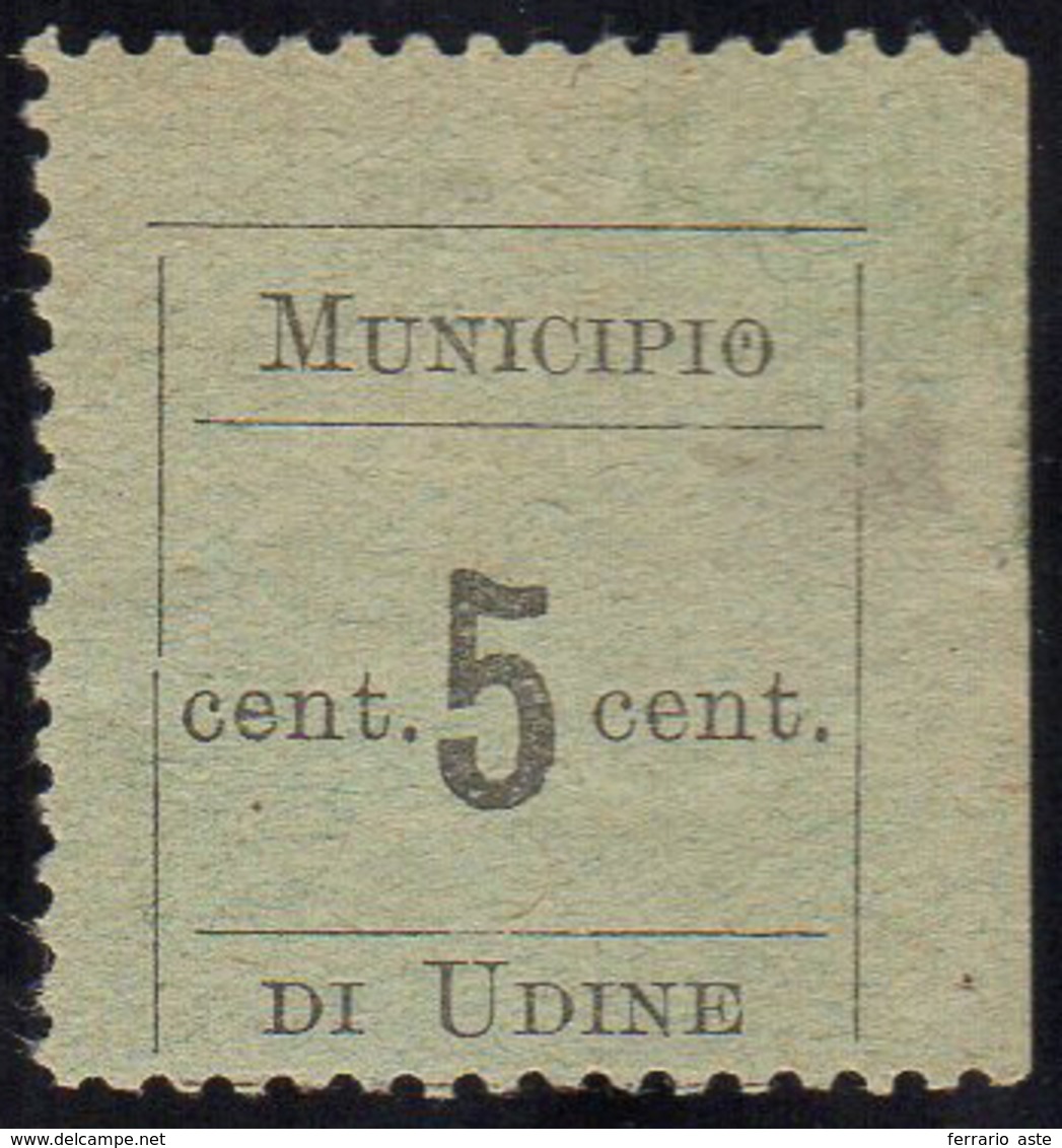UDINE 1918 - 5 Cent. (1), Dentellatura Spostata In Alto, Gomma Originale, Perfetto. Bella Varietà No... - Autres & Non Classés