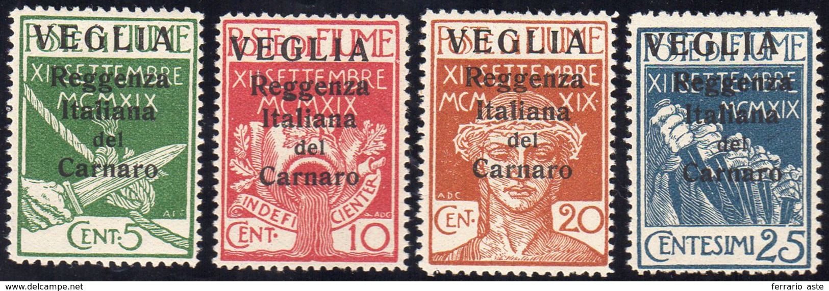 VEGLIA 1920 - Soprastampa Grande (1/4), Gomma Integra, Perfetti. Cert. Avi.... - Autres & Non Classés