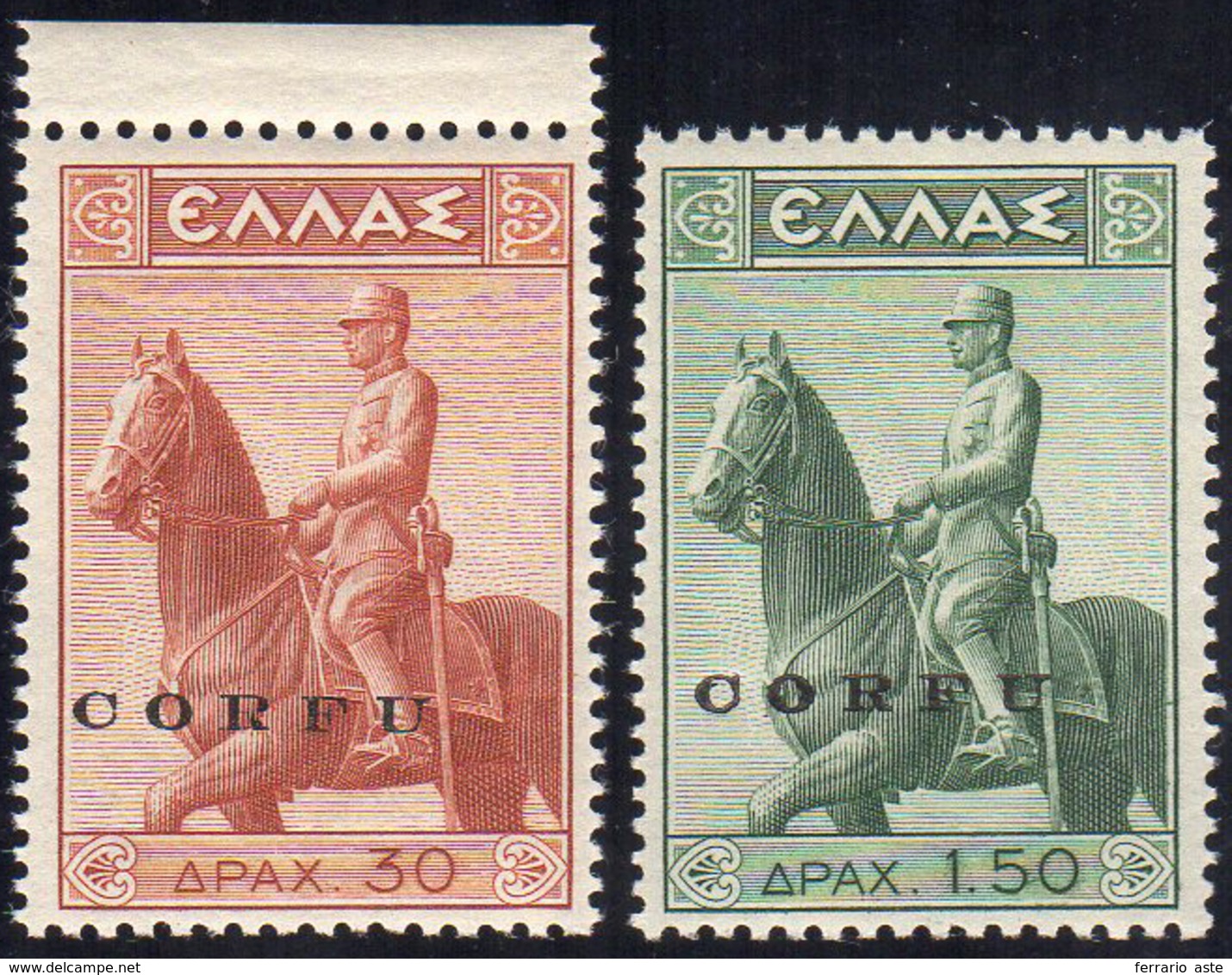 CORFU' 1941 - Monumento Equestre (32/33), Gomma Integra, Perfetti.... - Autres & Non Classés