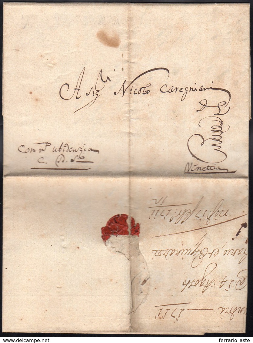 ALESSANDRIA D'EGITTO 1711 - Lettera Completa Di Testo Da Alessandria D'Egitto 3/8/1711 A Venezia. Al... - Emissions Générales