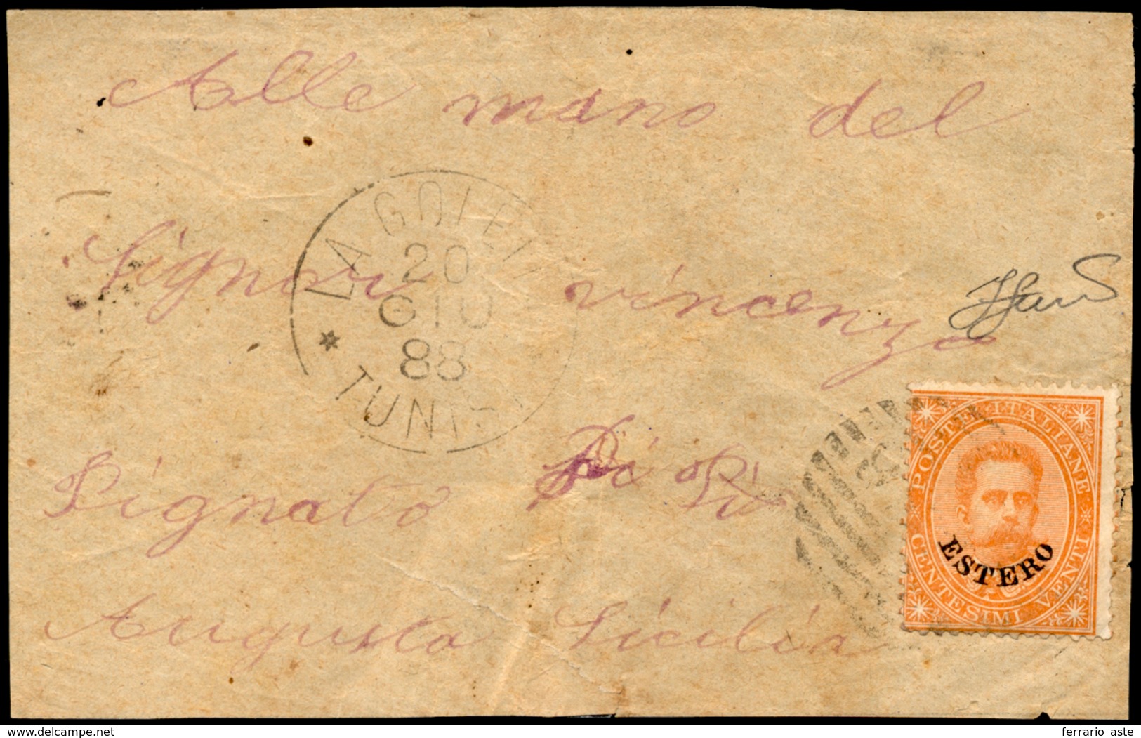 LA GOLETTA, Punti 12 - 20 Cent. (14), Perfetto, Usato Su Frontespizio Di Lettera Del 20/6/1888 Per A... - Algemene Uitgaven