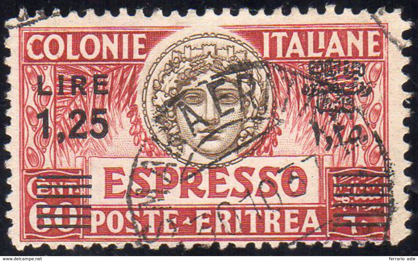 ESPRESSI 1935 - 1,25 Lire Su 60 Cent., Soprastampa Nera (8), Usato, Perfetto. Ferrario.... - Erythrée