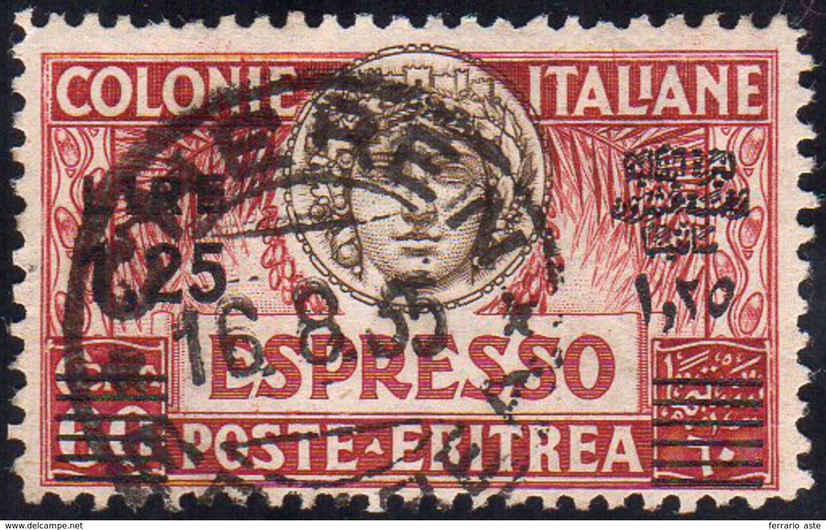 ESPRESSI 1937 - 1,25 Lire Su 60 Cent., Soprastampa Nera (8), Usato, Perfetto. Ferrario. Cert. Diena.... - Erythrée