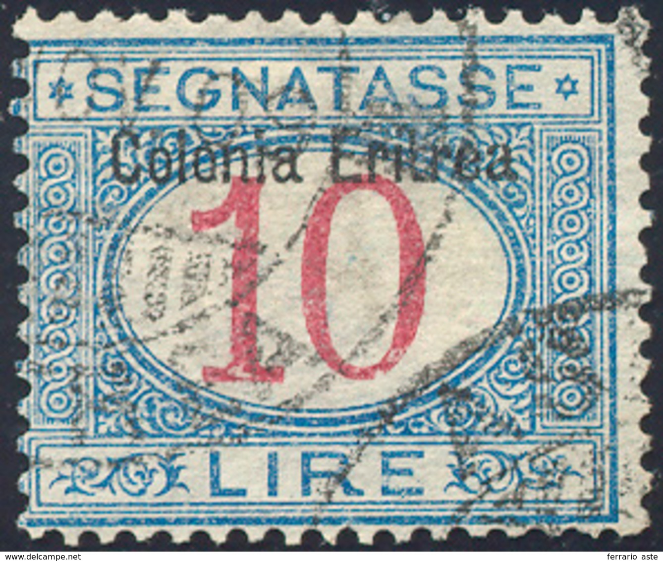 SEGNATASSE 1903 - 10 Lire Soprastampato In Alto (11), Usato, Perfetto. Fiecchi, Ferrario.... - Erythrée