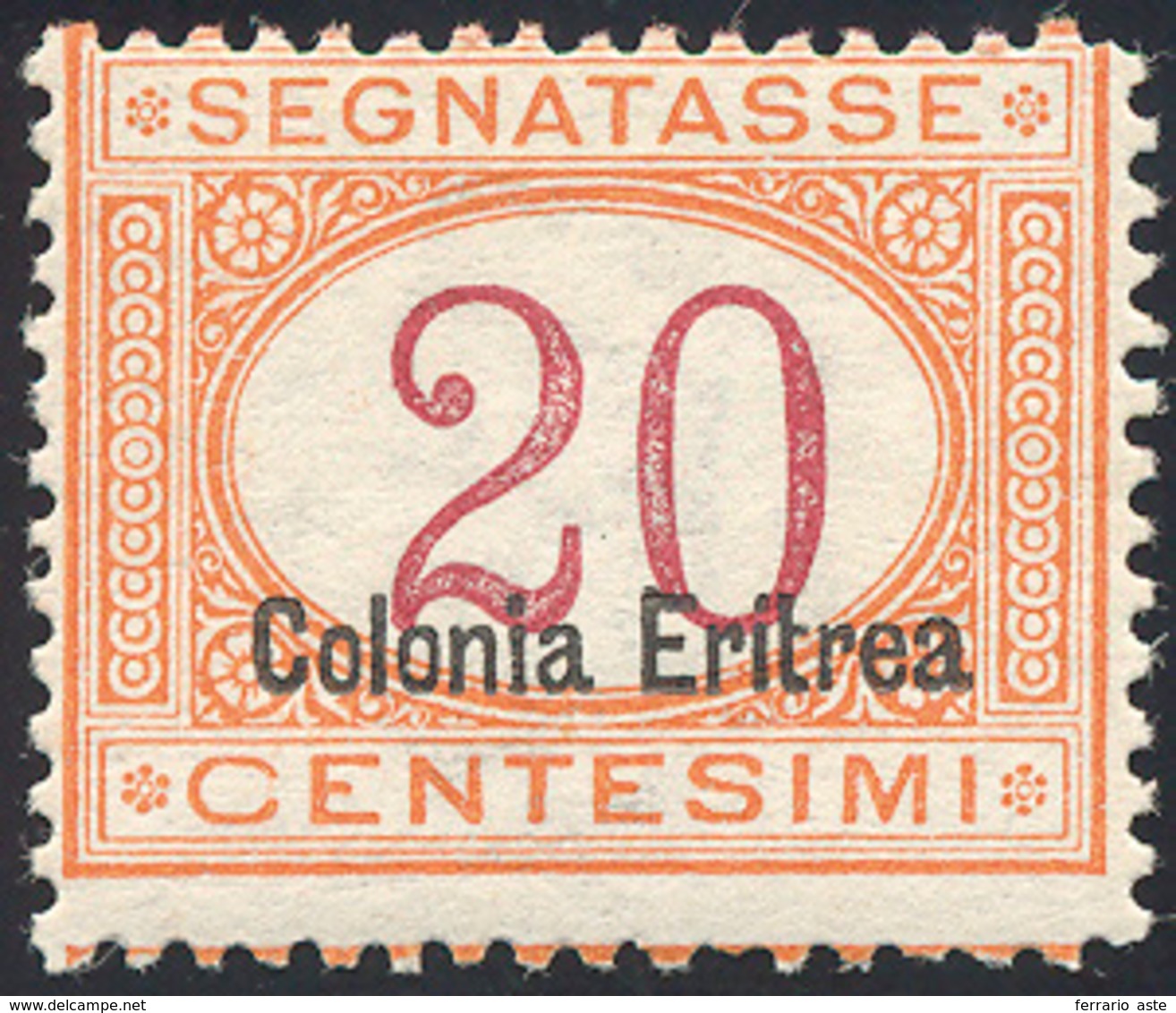 SEGNATASSE 1920 - 20 Cent. Soprastampa In Basso (16), Perfetto, Gomma Originale Integra. Sorani, Fer... - Erythrée