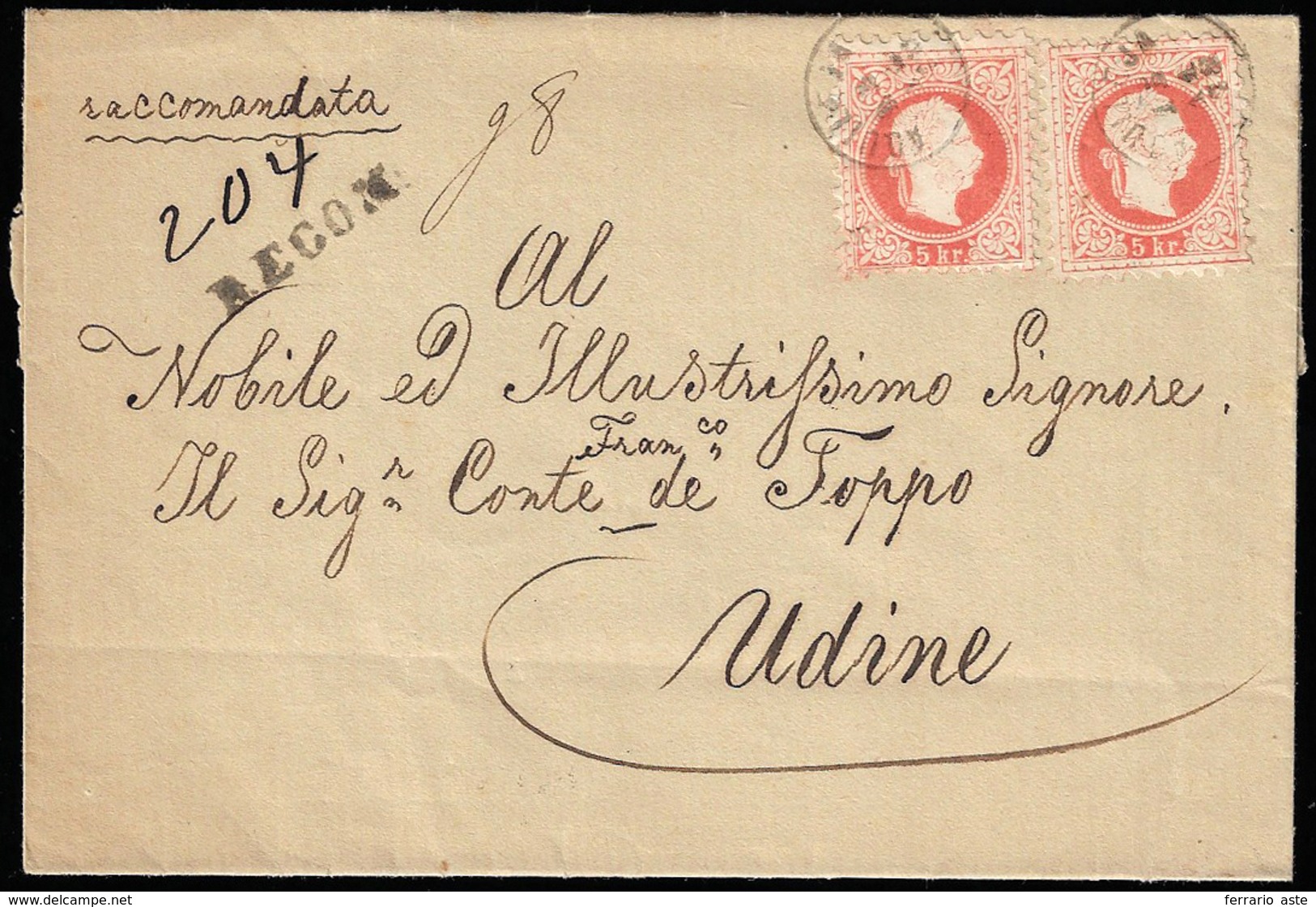 AUSTRIA 1878 - 5 K Rosso Francesco Giuseppe, Stampa Fine (34/I), Due Esemplari Al Recto, Uno Difetto... - Autres - Europe