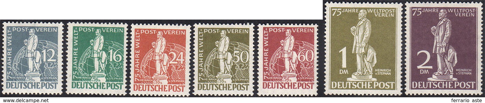 GERMANIA BERLINO 1949 - UPU (21/27),  Gomma Integra, Perfetti. Cert. Caffaz Per I Quattro Alti Valor... - Autres - Europe