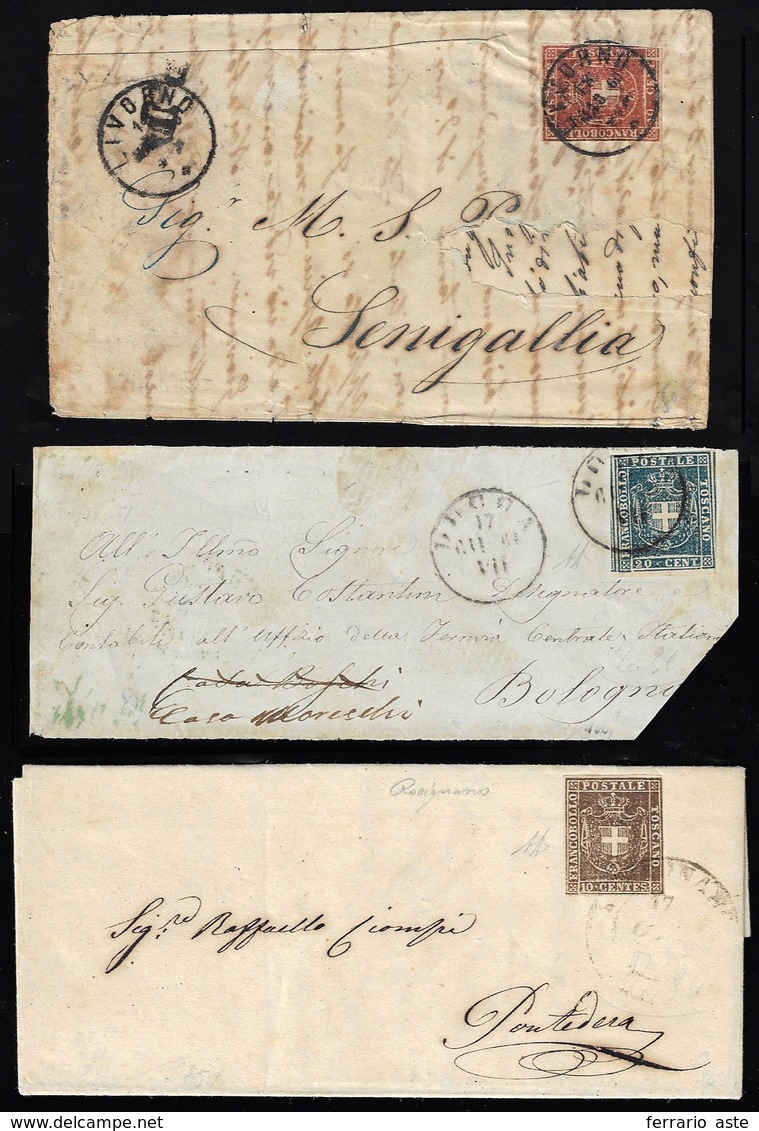 TOSCANA GOVERNO PROVVISORIO 1860 - Due Lettere, Una Affrancata Con 10 Cent. L'altra Con 40 Cent., E ... - Autres & Non Classés