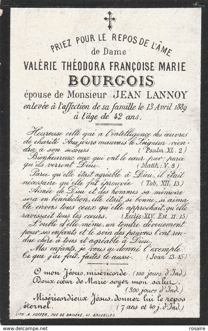 Valérie Théodora Francoise Marie Bourgois-1889 - Images Religieuses