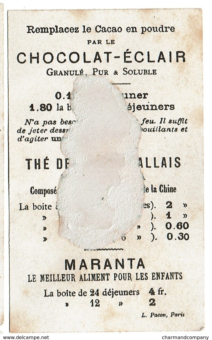 Carte Réclame / Chromo Chocolat Debauve Et Gallais -  Facteurs Diligents / Tortues - Lith. L. Pacon - Fond Or/doré - Autres & Non Classés