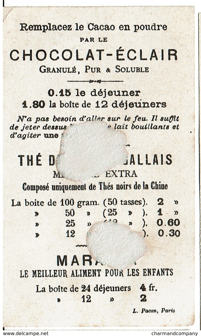 Carte Réclame / Chromo Chocolat Debauve Et Gallais -  Marine De Siège - Lith. L. Pacon - Fond Or/doré - 2 Scans - Autres & Non Classés