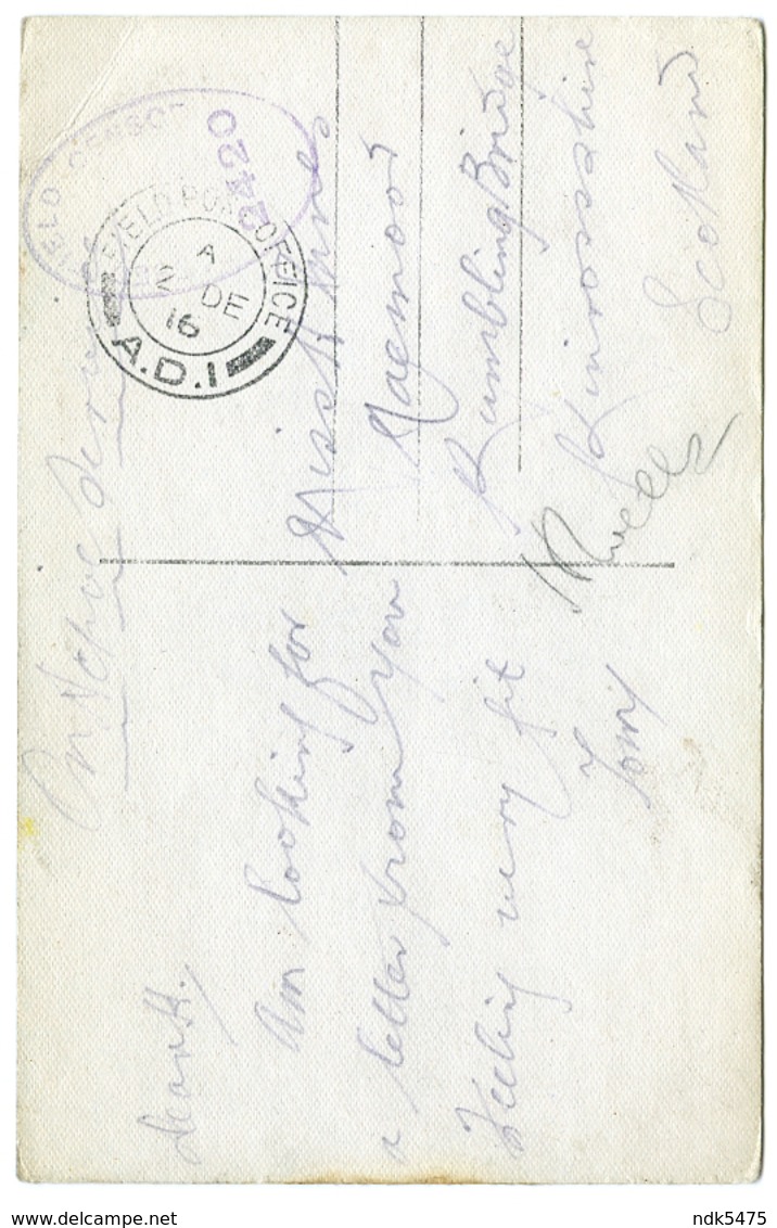 PRETTY GIRL WITH FLOWERS / POSTMARK - FIELD POST OFFICE A. D. 1, 1916 / ADDRESS - RUMBLING BRIDGE - Women