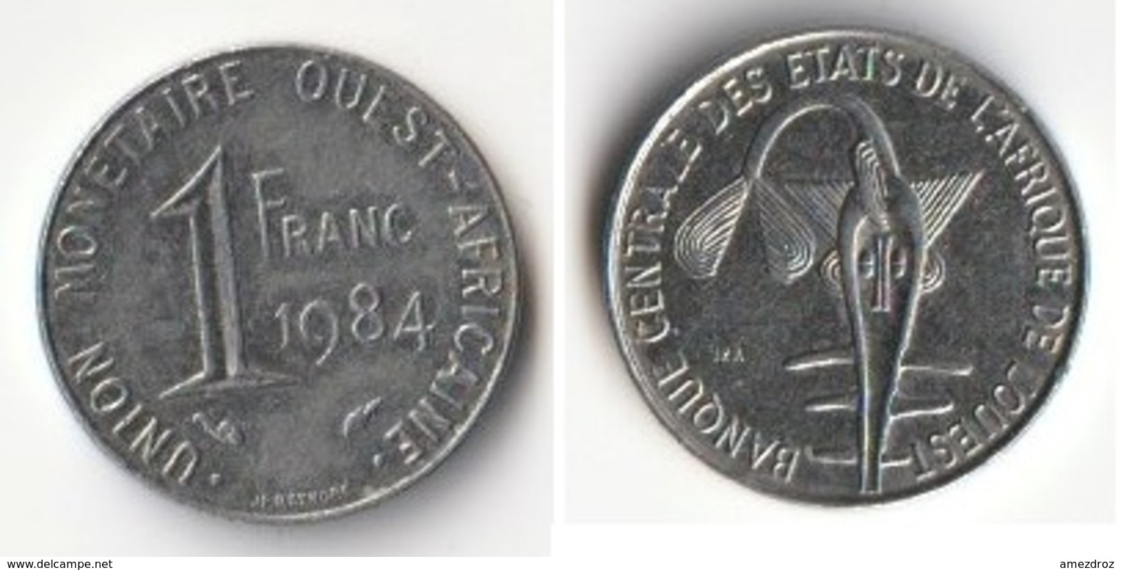 Pièce 1 Franc CFA 1984 Afrique De L'Ouest Origine Cote D'Ivoire (v) - Côte-d'Ivoire