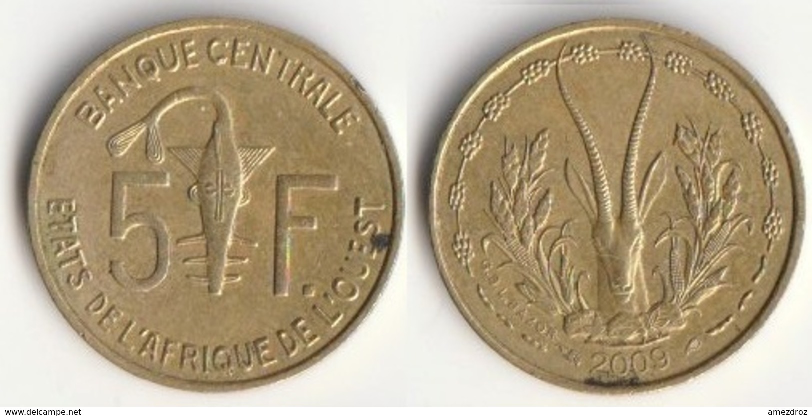 Pièce 5 Francs CFA 2009 Afrique De L'Ouest Origine Cote D'Ivoire (v) - Côte-d'Ivoire