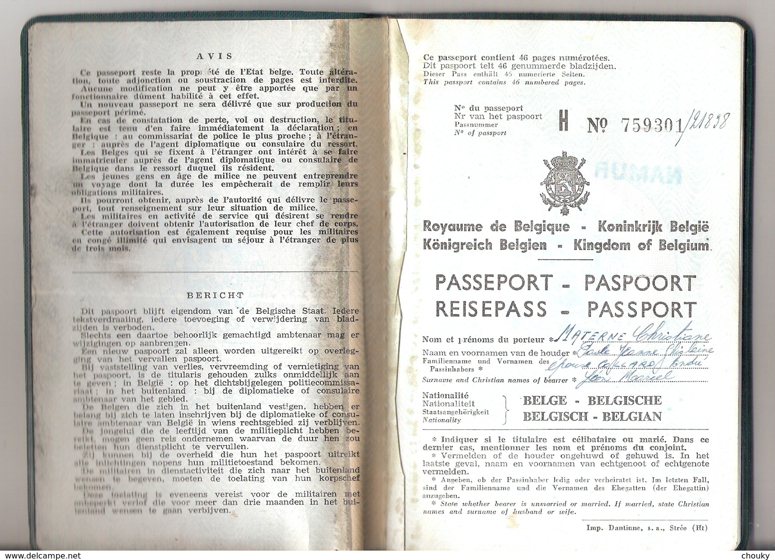 Passeport Belge (1968) - Historical Documents