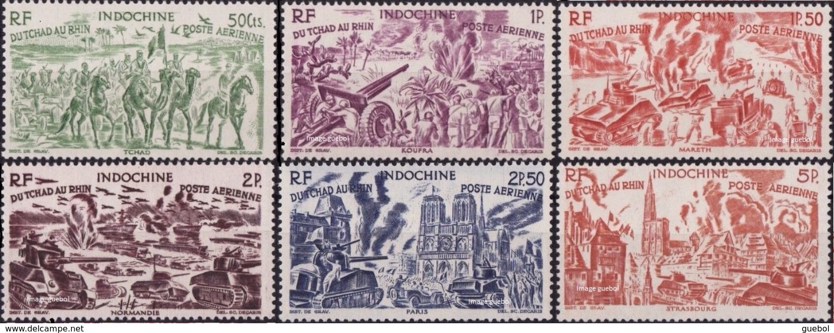 Détail De La Série Du Tchad Au Rhin Martinique N° PA 7 à 12 ** - 1946 Tchad Au Rhin