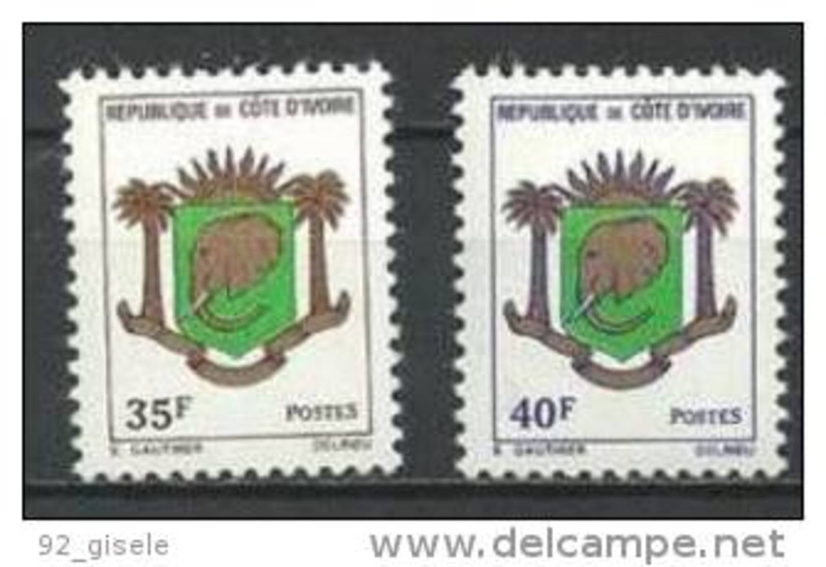 Cote Ivoire YT 372 & 373 " Armoiries " 1974 Neuf** - Ivoorkust (1960-...)