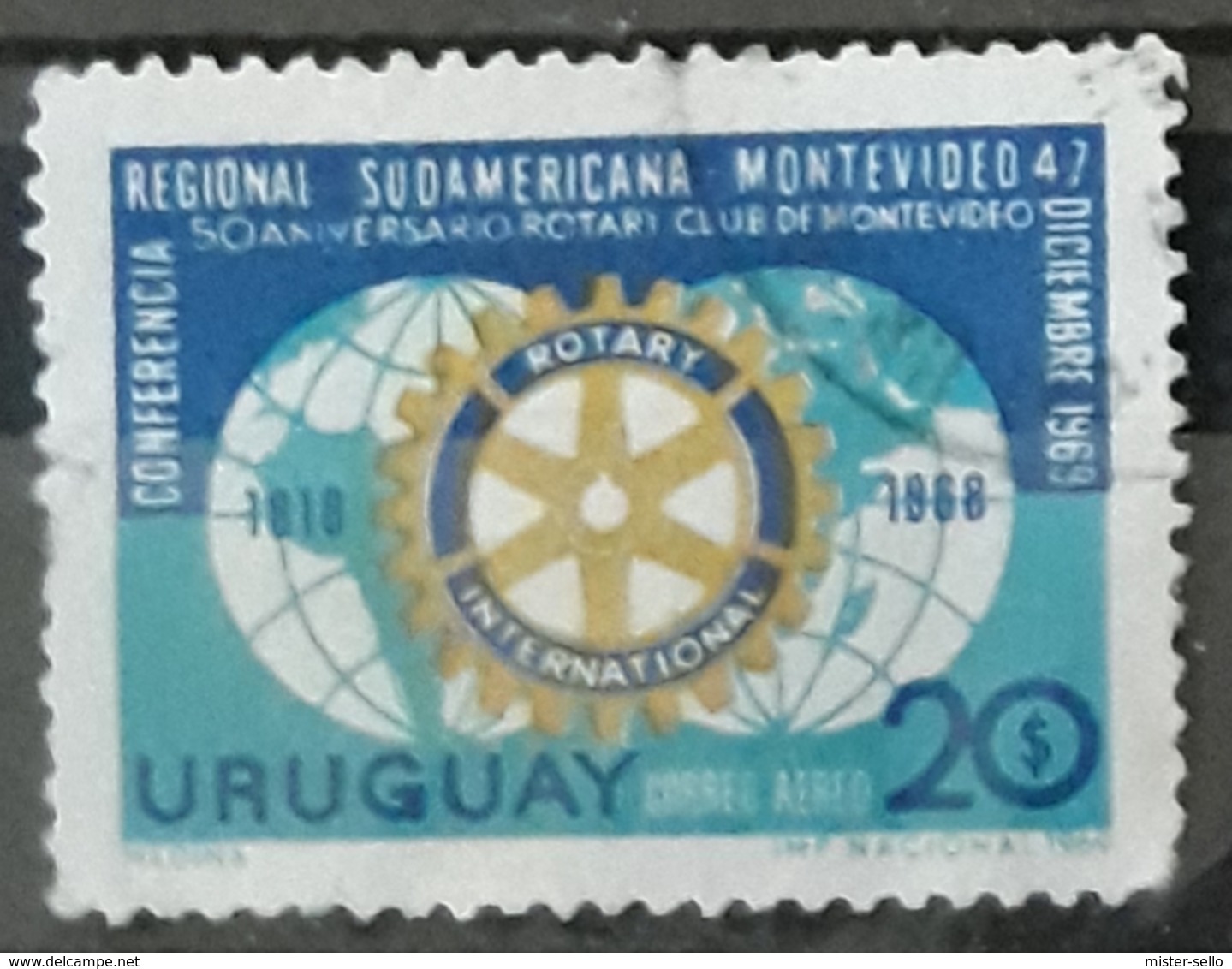 URUGUAY 1969 Airmail - South American Regional Rotary Conference, And 50th Anniversary Of The Rotary Club. USADO - USED. - Uruguay