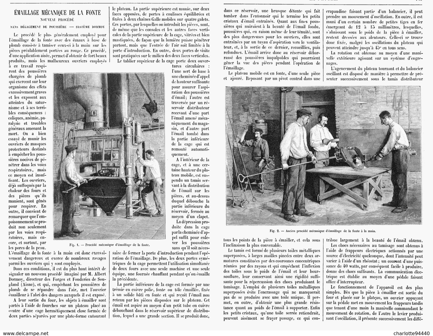 EMAILLAGE MECANIQUE DE LA FONTE Nouveau Procédé SYSTEME " DORMOY "  1901 - Other & Unclassified