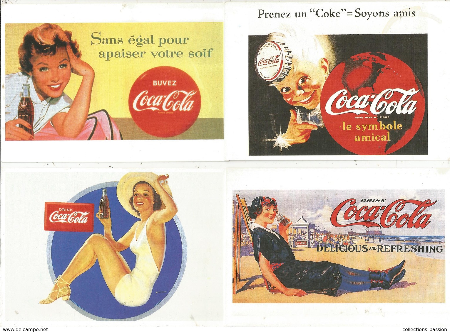 Cp , Publicité ,  COCA COLA ,  Vierges,  LOT DE 4 CARTES POSTALES - Publicité