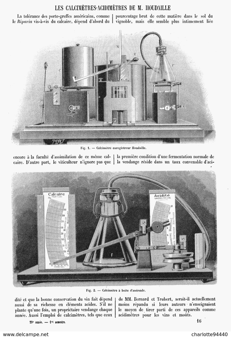 LES CALCIMETRES-ACIDIMETRES De  M . HOUDAILLE    1901 - Autres & Non Classés