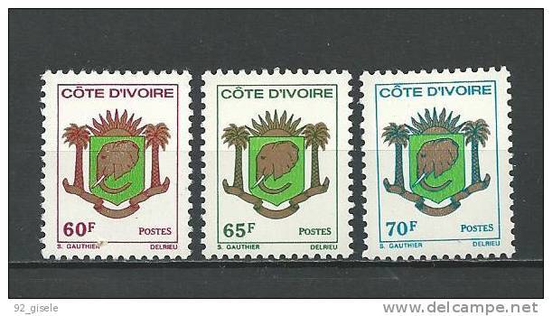 Cote Ivoire YT 395 à 397 " Armoiries De La Côte D'Ivoire " 1976 Neuf** - Ivoorkust (1960-...)