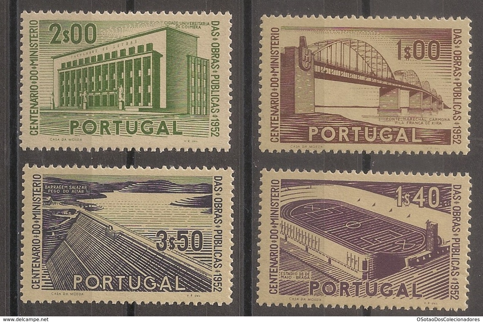 Portugal 1952 - Série Completa Centenário Ministério Obras Publicas Afinsa 755 A 758 - Set Complete - Mint MNH**/ Neuf - Unused Stamps