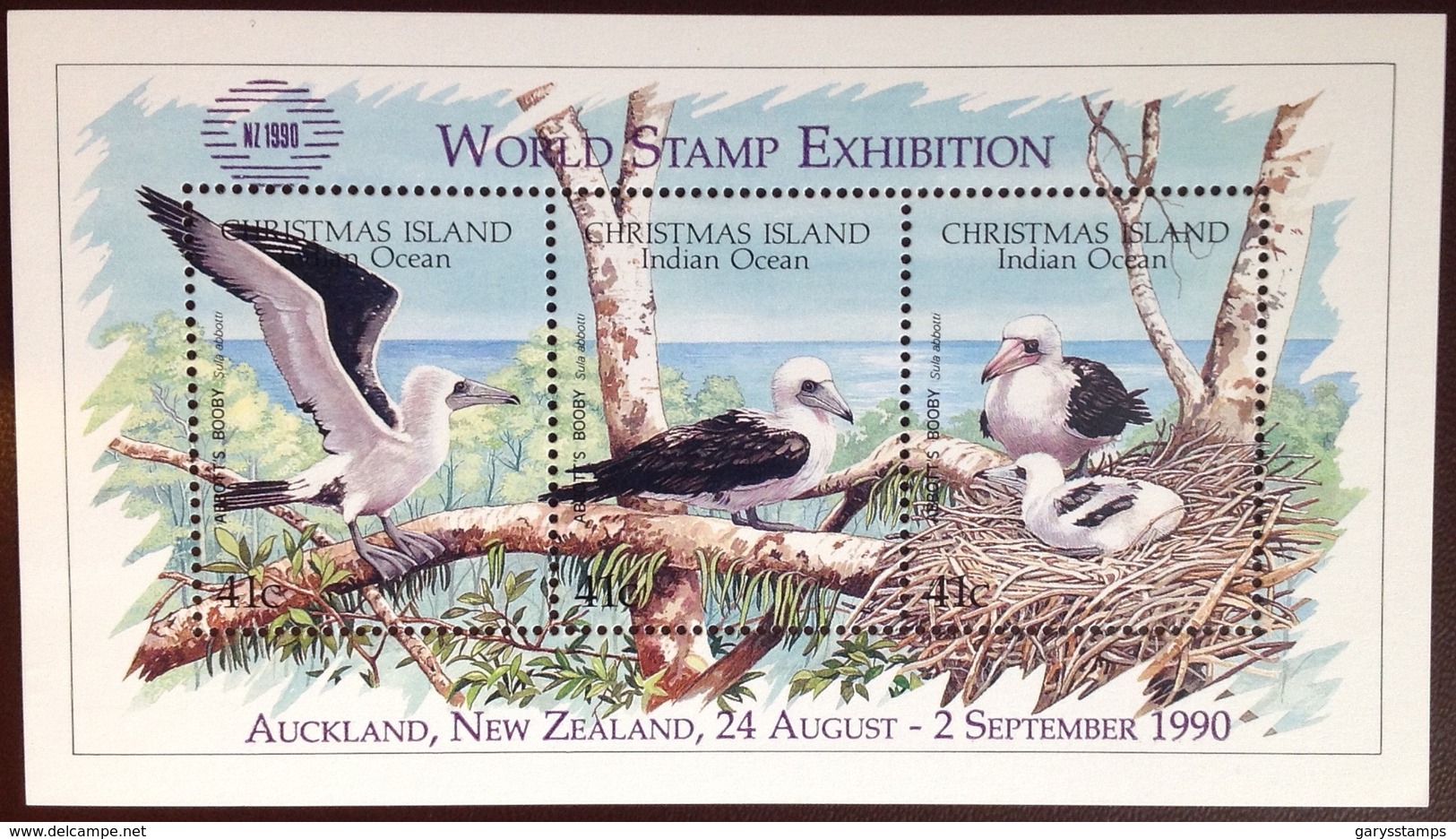 Christmas Island 1990 Abbott's Booby Birds World Exhibition Minisheet MNH - Autres & Non Classés