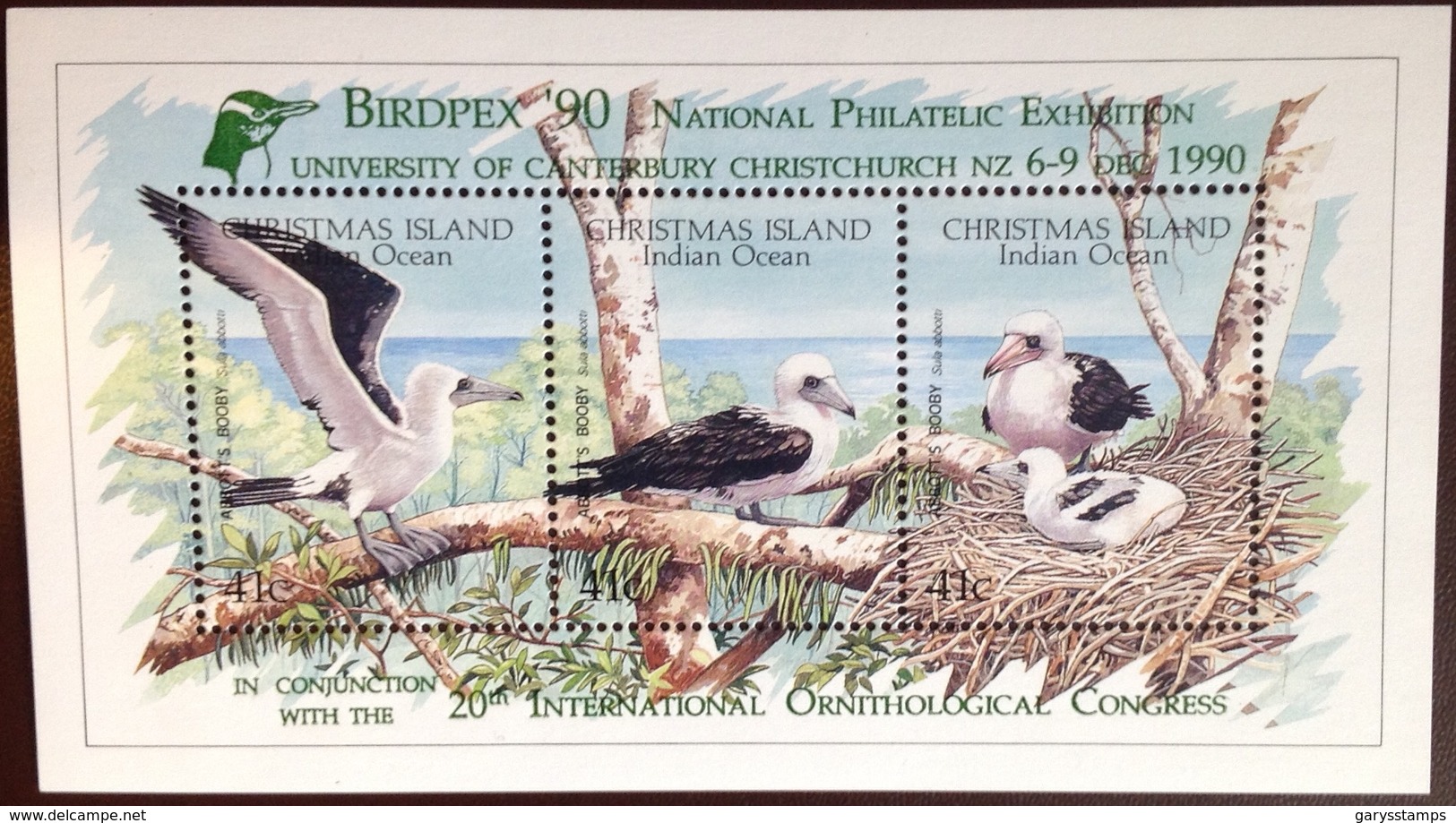 Christmas Island 1990 Abbott's Booby Birds Birdpex Minisheet MNH - Autres & Non Classés