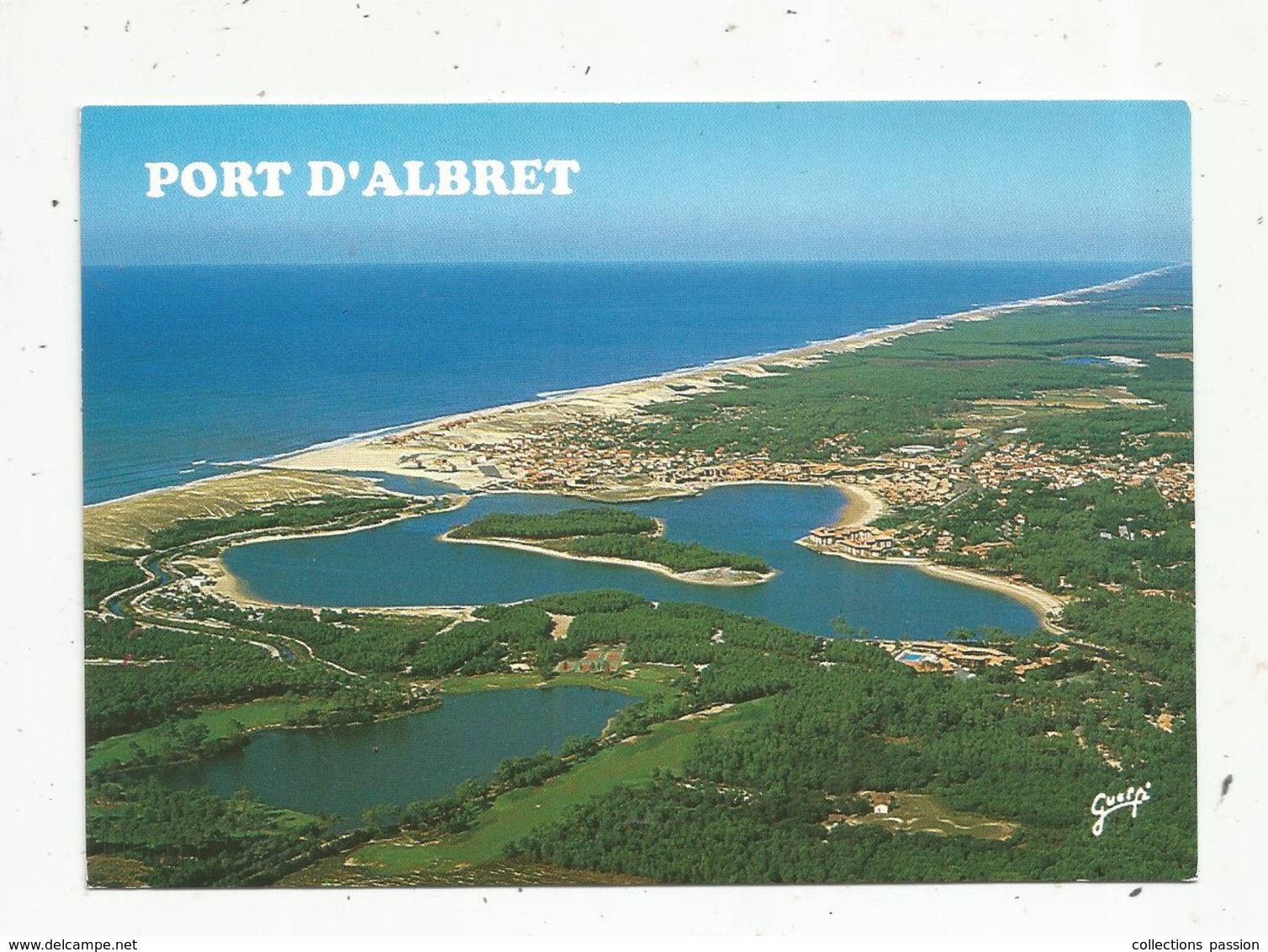 Cp , 40 , Vue Aérienne ,  PORT D'ALBRET -VIEUX BOUCAU - SOUSTONPLAGE ,le Golf ,  Le Lac  ,  Voyagée 1992 - Soustons