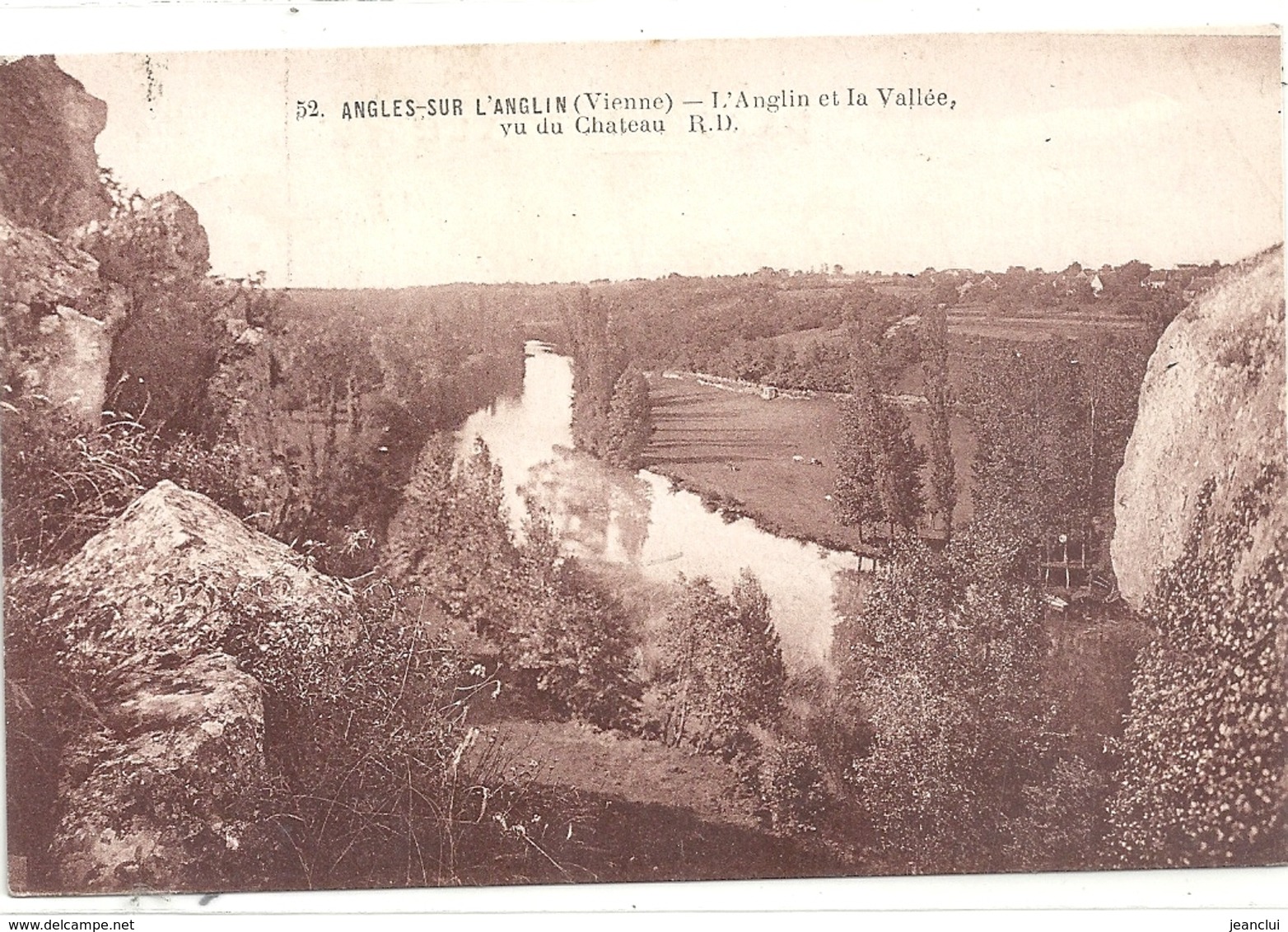 52. ANGLES-SUR L'ANGLIN . L'ANGLIN ET LA VALLEE VU DU CHATEAU . CARTE AFFR AU VERSO . 2 SCANES - Sonstige & Ohne Zuordnung