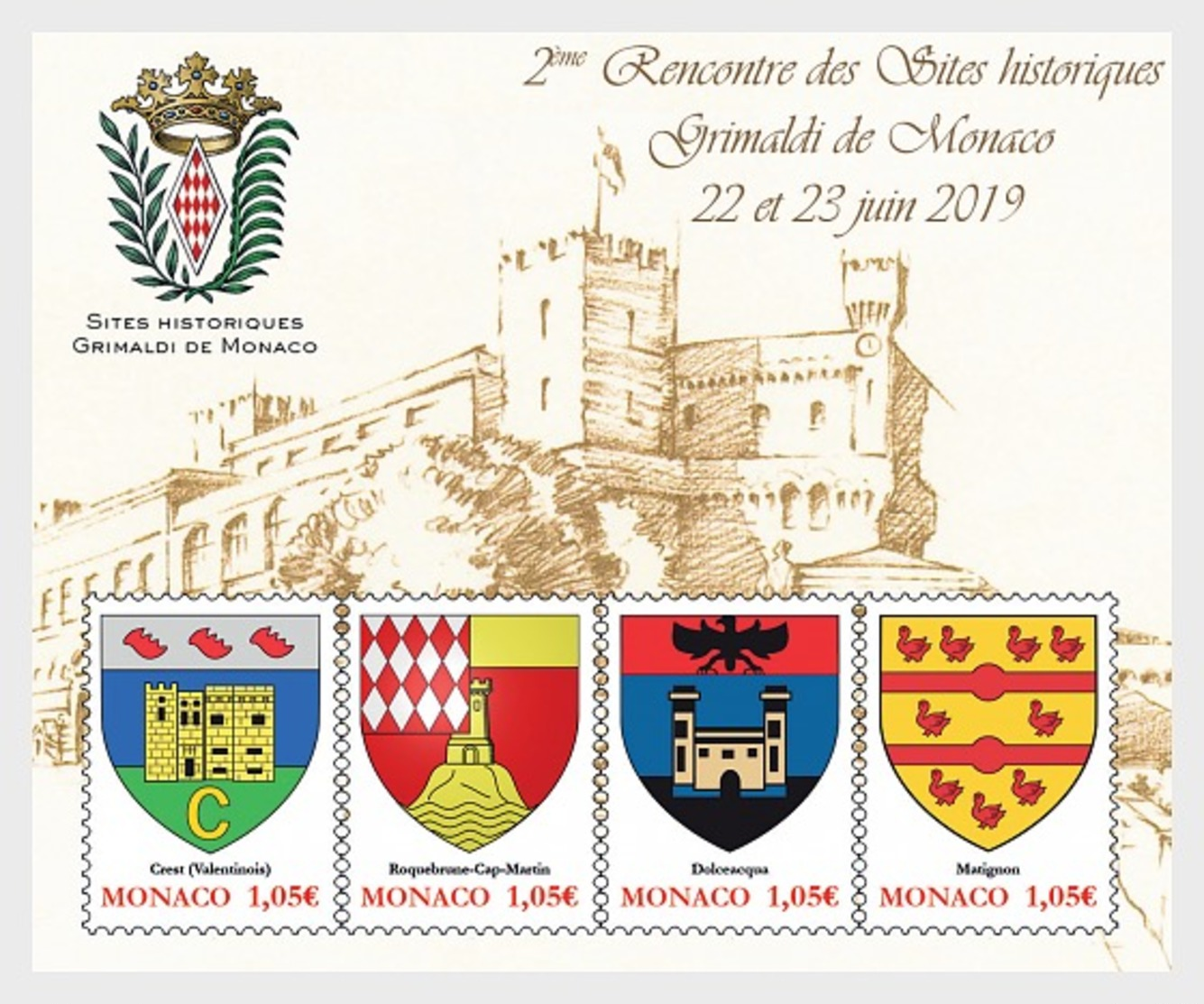 H01 Monaco 2019 Historical Sites Of Hte Grimaldis Of Monaco MNH Postfrisch - Neufs