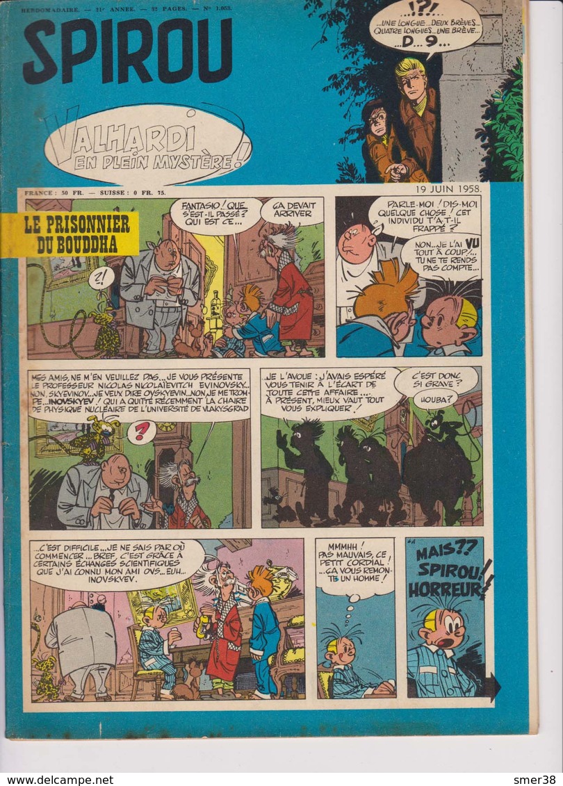 Spirou  N°1053 - 19 Juin 1958 - Spirou Magazine