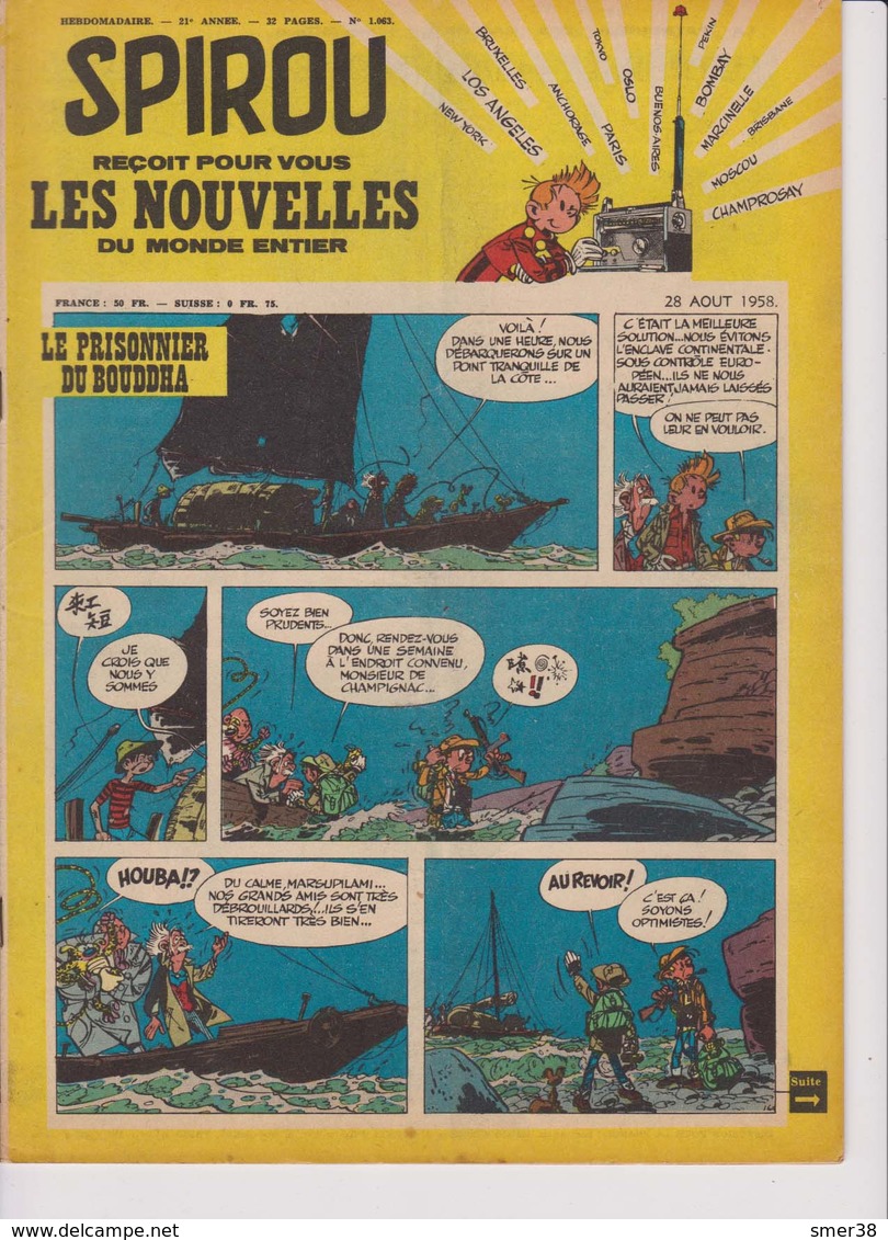 Spirou  N°1063 - 28 Aout 1958 - Spirou Magazine