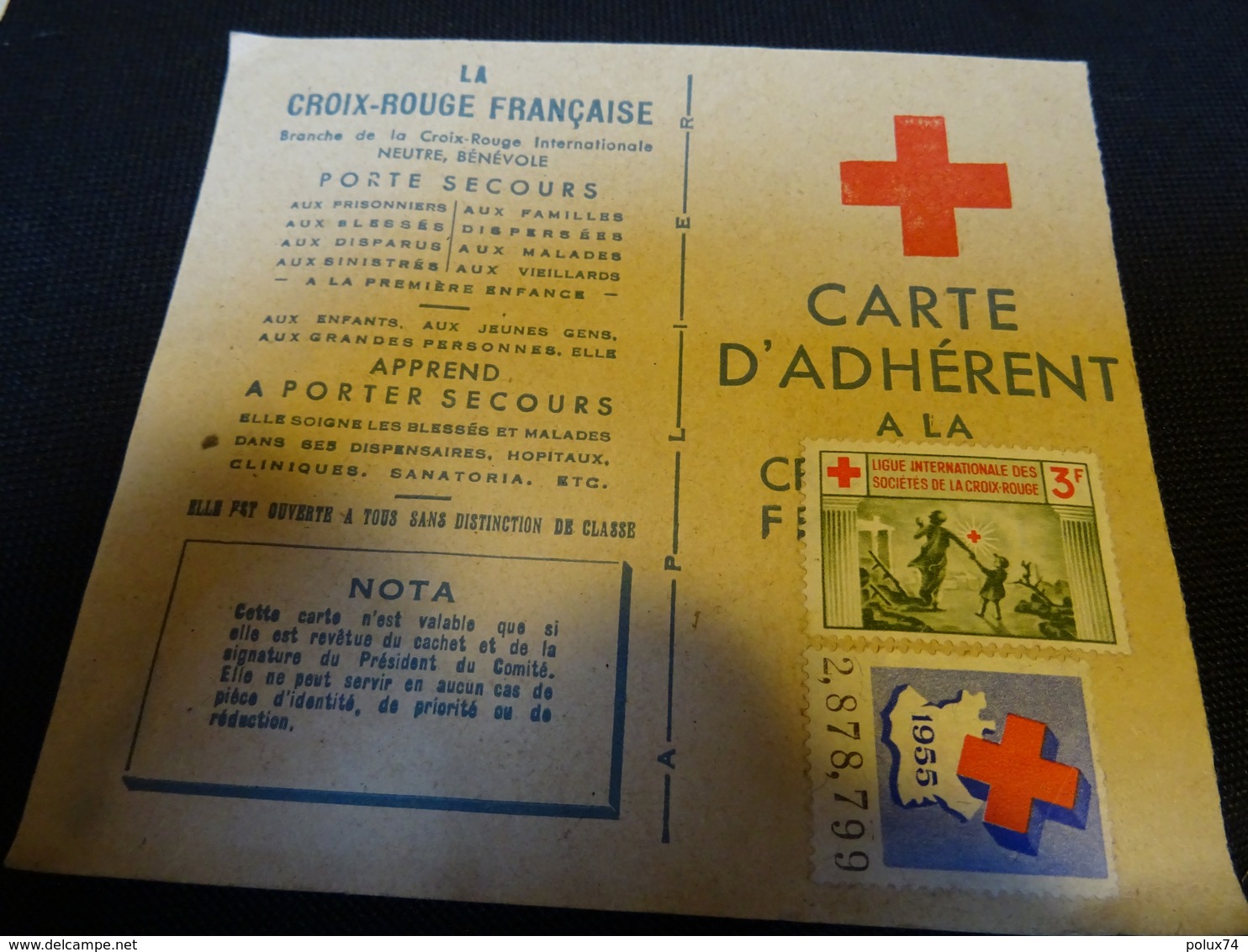 CROIX ROUGE  CARTE D ADHERENT   Avec Timbres 1955 - Red Cross