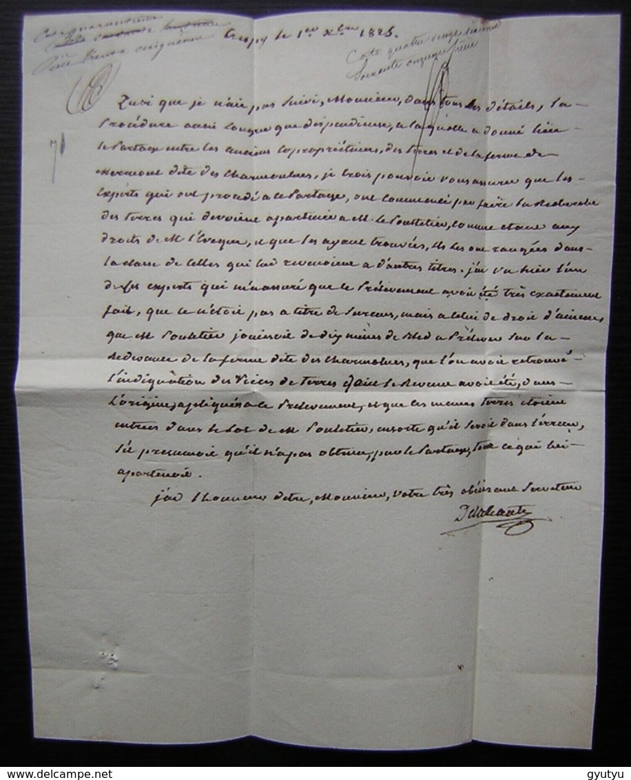 Crépy En Valois 1825 Marque 58/ CRESPY Sur Une Lettre Pour Compiègne (Oise) - 1801-1848: Precursori XIX