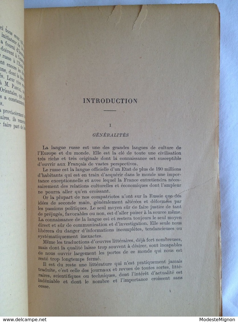 Introduction Au Russe. Mme V. Stoliaroff | R. Chenevard | Librairie Orientaliste Et Américaine. Les Langues De L'Orient - Dictionnaires