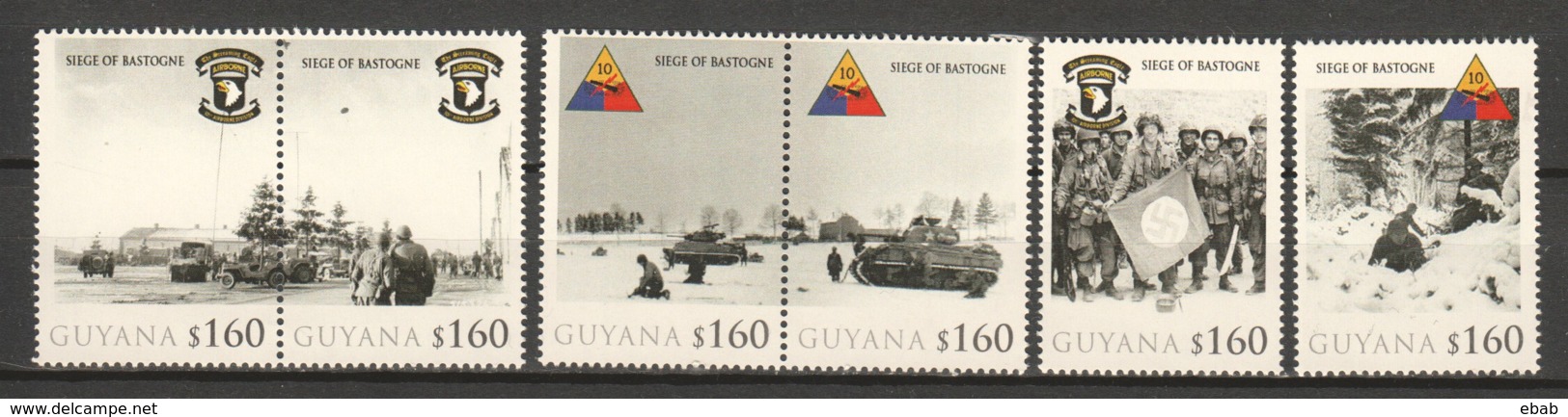 Guyana - MNH Serie 1 WORLD WAR 2 - BATTLE OF THE BULGE - SIEGE OF BASTOGNE - WW2