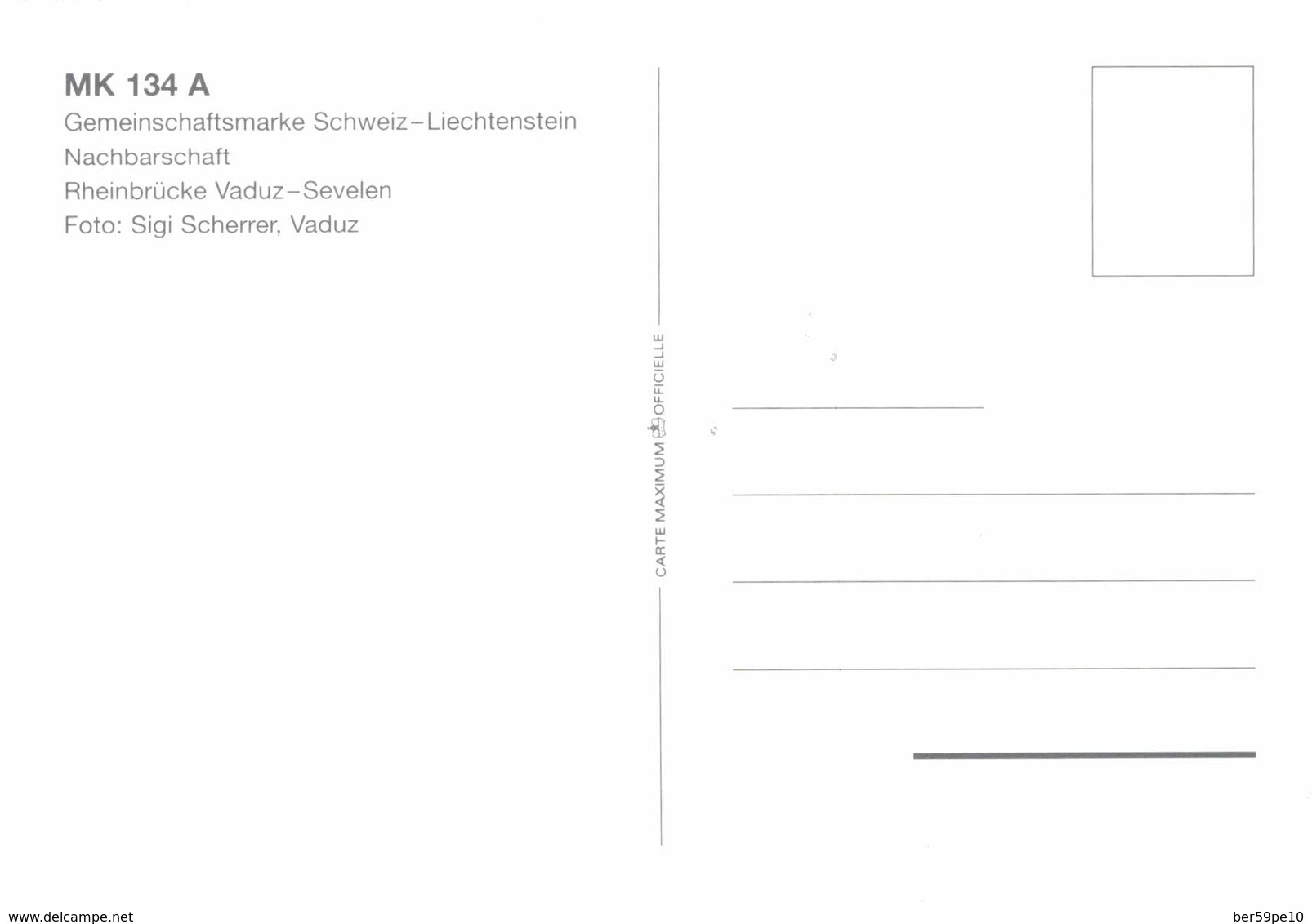 SUISSE GEMEINSCHAFTSMARKE SCHEIXEIZ-LIECHTENSTEIN  NACHBARSCHAFT  RHEINBRUCKE VADUZ-SEVELEN - Sevelen