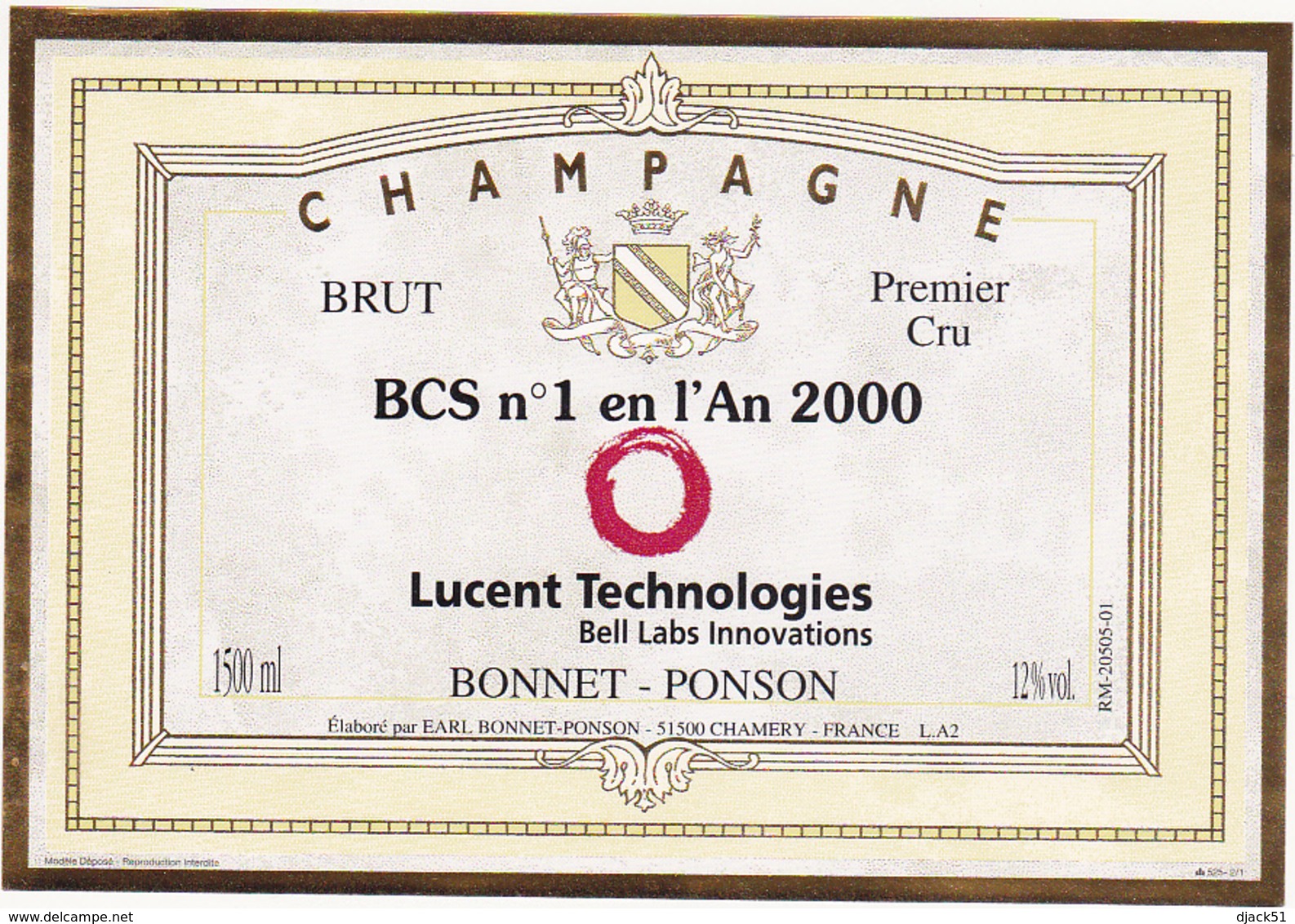 Ancienne Etiquette Champagne BRUT BCS N°1 En L'An 2000 - BONNET-PONSON à CHAMERY - 1500 Ml - Champagne