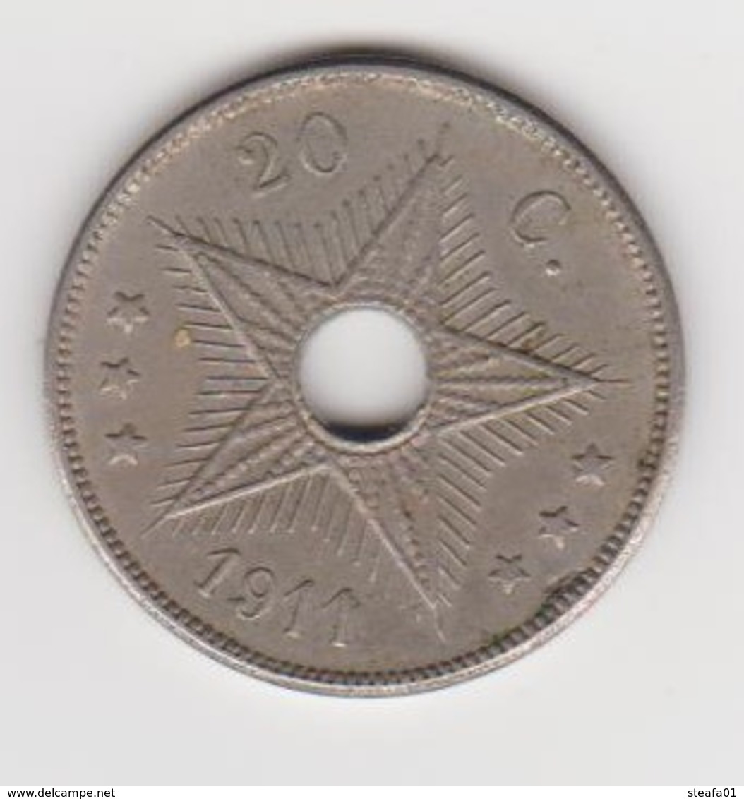 Congo Belge, Belgisch Congo, Albert I, 20 Cent 1911 !!! - 1910-1934: Albert I