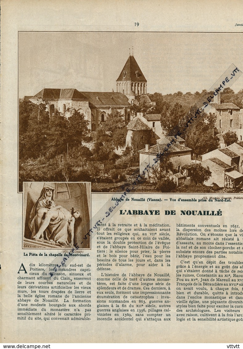 1942 : Document, ABBAYE DE NOUAILLE (Vienne), Logis Abbatial, Portail Du Prieuré D'Availles, Nef, Coeur, Jubé... - Non Classés