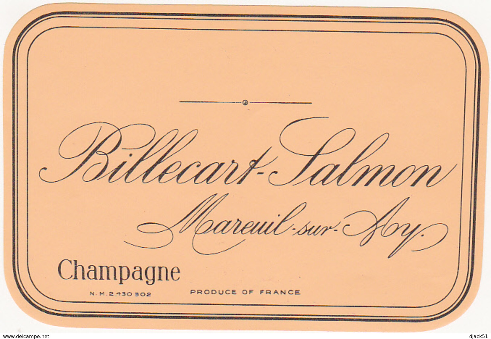 Rare Etiquette Champagne Billecart-Salmon à Mareuil-sur-Ay - Champagne