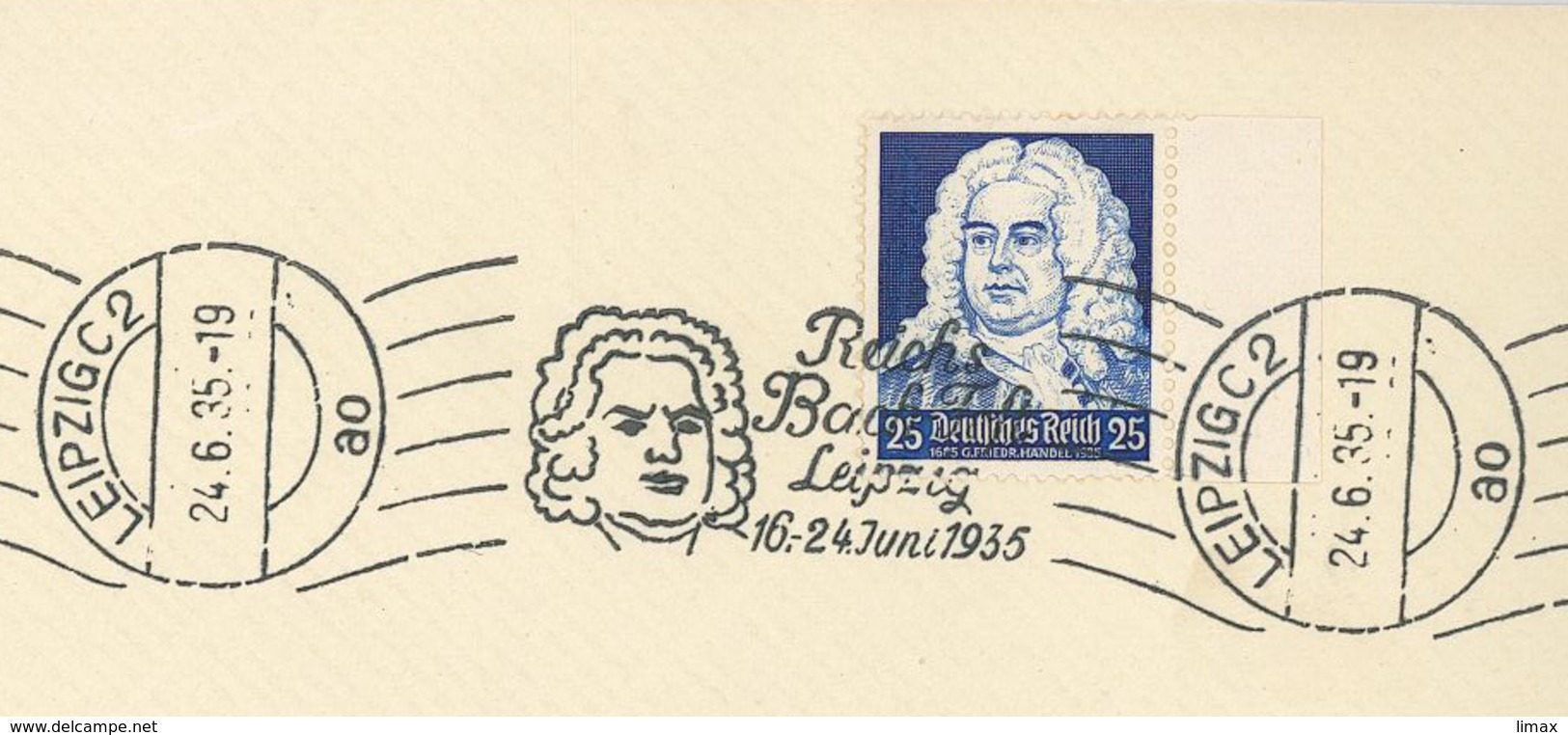 Maschinenstempel Leipzig C2 Georg Friedrich Händel Bach-Fest - Lettres & Documents