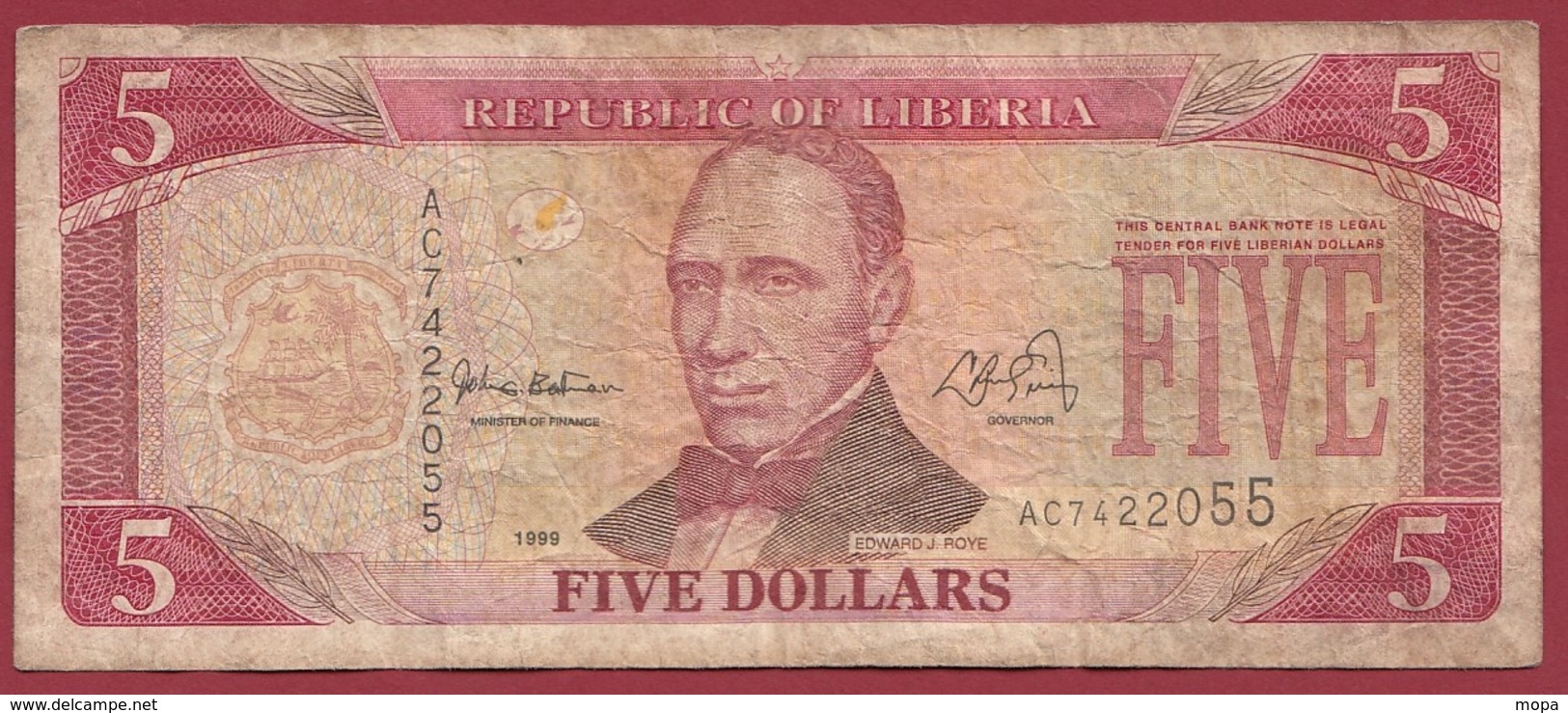 Liberia 5 Dollars 1999 Dans L 'état - Liberia