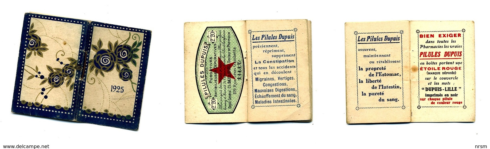 Calendrier 1925 - Pilules DUPUIS à Lille - Tamaño Pequeño : 1921-40