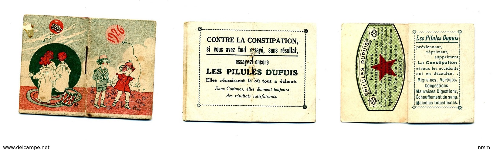 Calendrier 1926 - Pilules DUPUIS à Lille - Petit Format : 1921-40