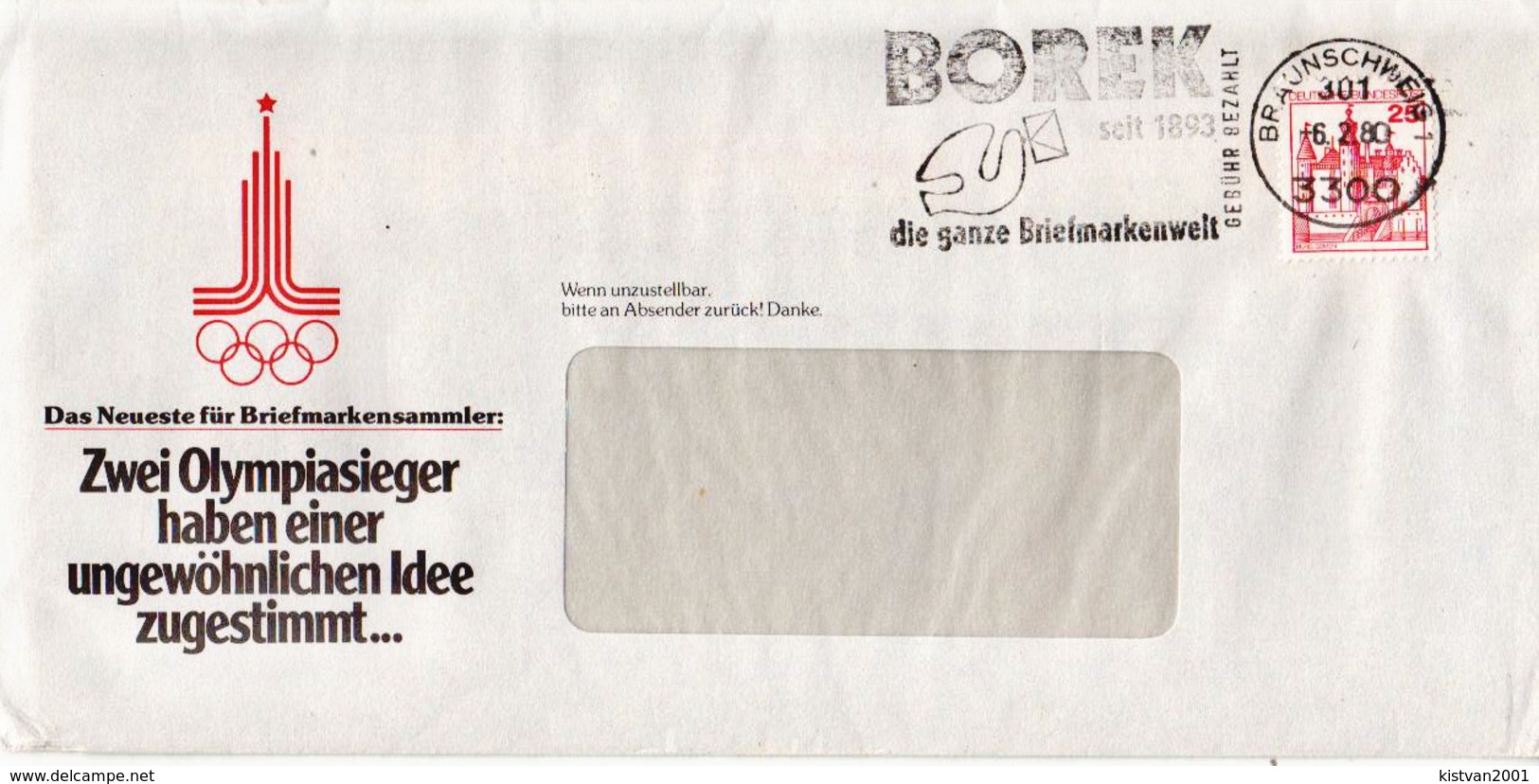 Postal History: Germany Cover With Olympic Games Cachet And BOREK Cancel - Summer 1980: Moscow