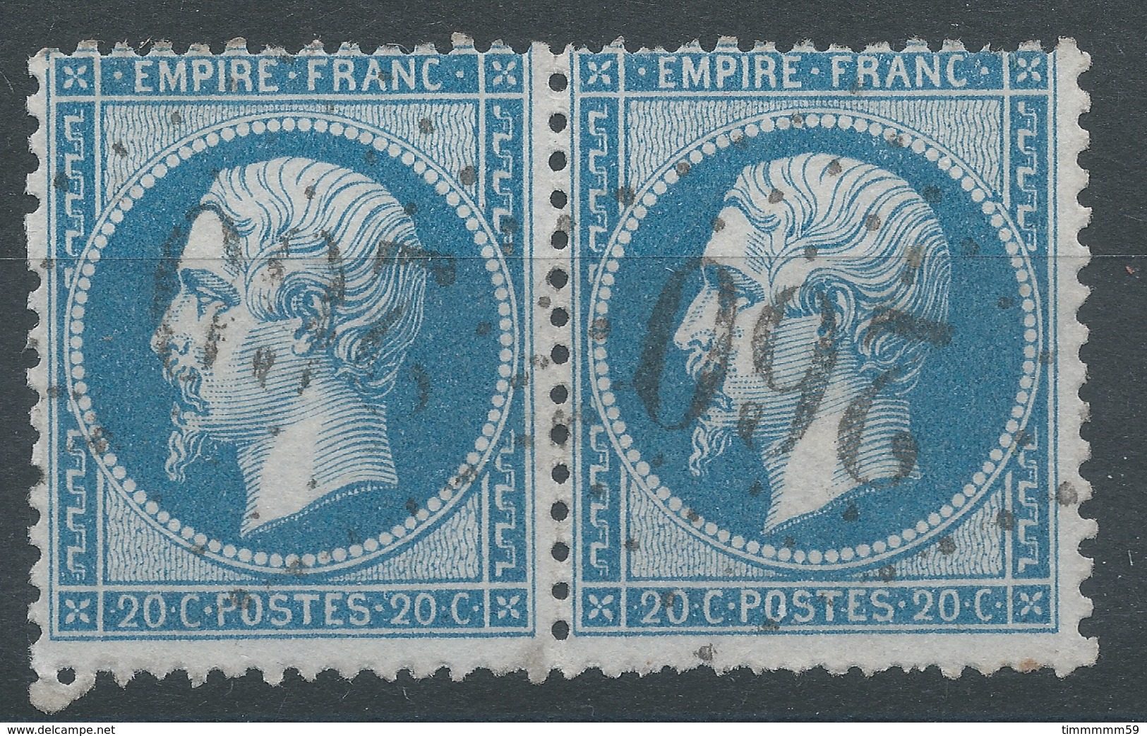 Lot N°50060  Paire Du N°22 Bord De Feuille, Oblit GC 260 Avignon, Vaucluse (86) - 1862 Napoléon III