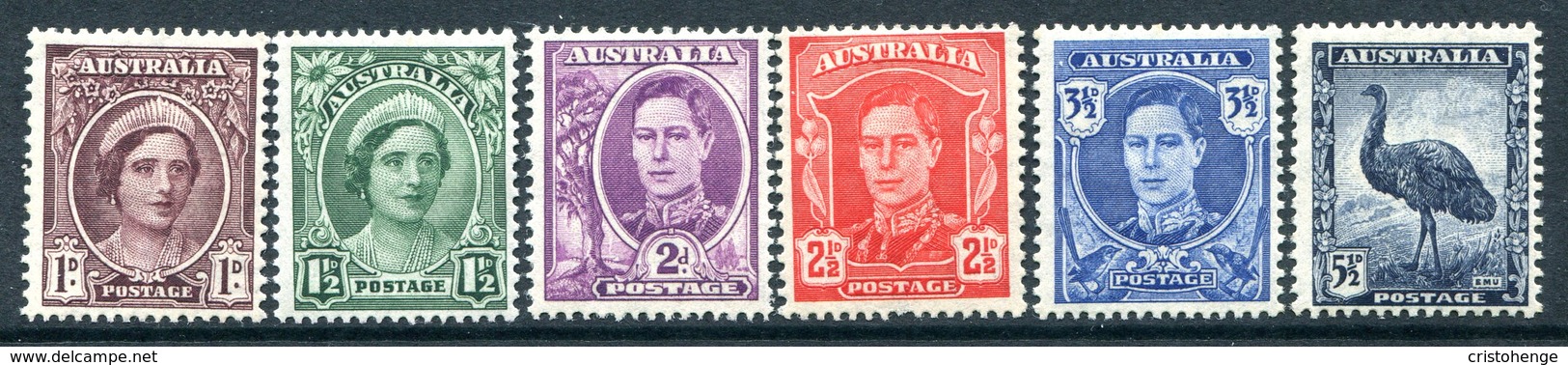 Australia 1942-50 KGVI Definitives Set HM (SG 203-208) - Mint Stamps